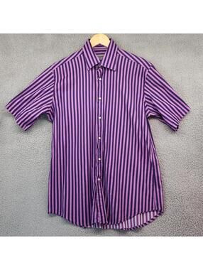 D Clothing Dragonfly Button Purple Striped Large 100% cotton